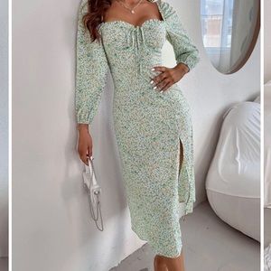 Ditzy Floral split Thigh A-Line Dress